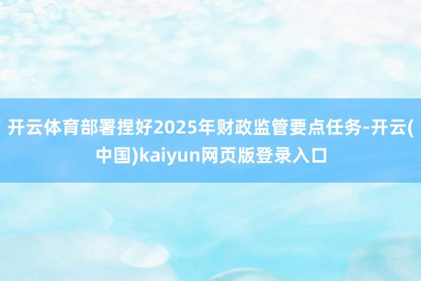 开云体育部署捏好2025年财政监管要点任务-开云(中国)kaiyun网页版登录入口