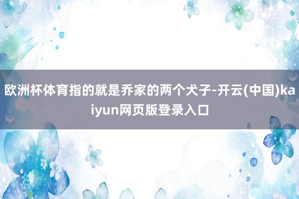 欧洲杯体育指的就是乔家的两个犬子-开云(中国)kaiyun网页版登录入口