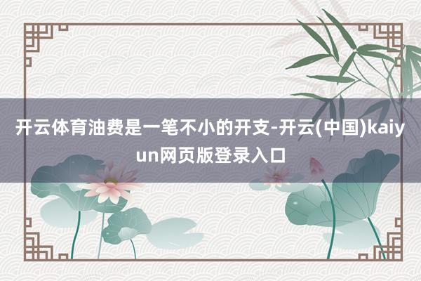 开云体育油费是一笔不小的开支-开云(中国)kaiyun网页版登录入口