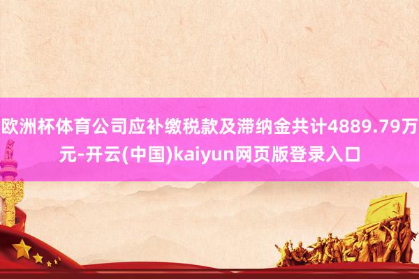 欧洲杯体育公司应补缴税款及滞纳金共计4889.79万元-开云(中国)kaiyun网页版登录入口