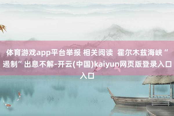 体育游戏app平台举报 相关阅读  霍尔木兹海峡“遏制”出息不解-开云(中国)kaiyun网页版登录入口